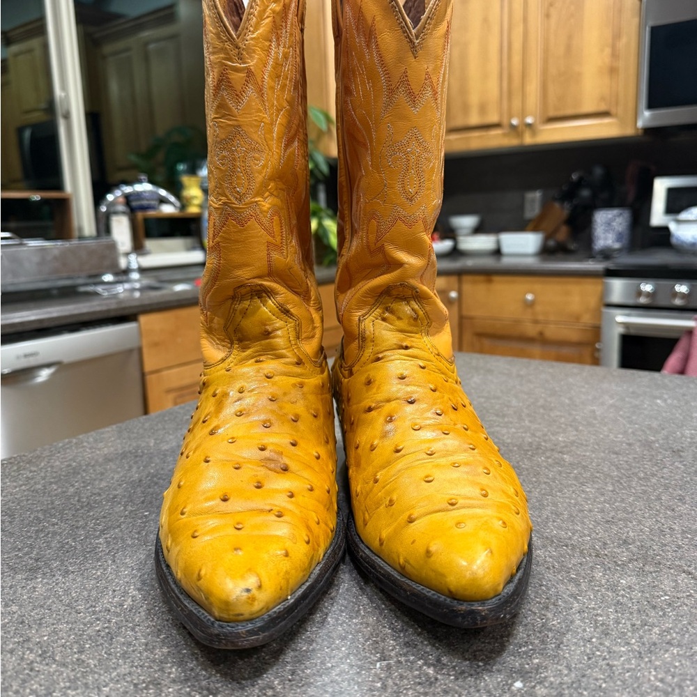 Premier vintage Yellow Ostrich Leather Cowboy Boots